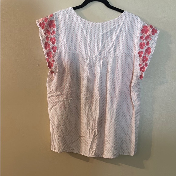 Floral Pink and White Women's Top - Picture 2 of 3